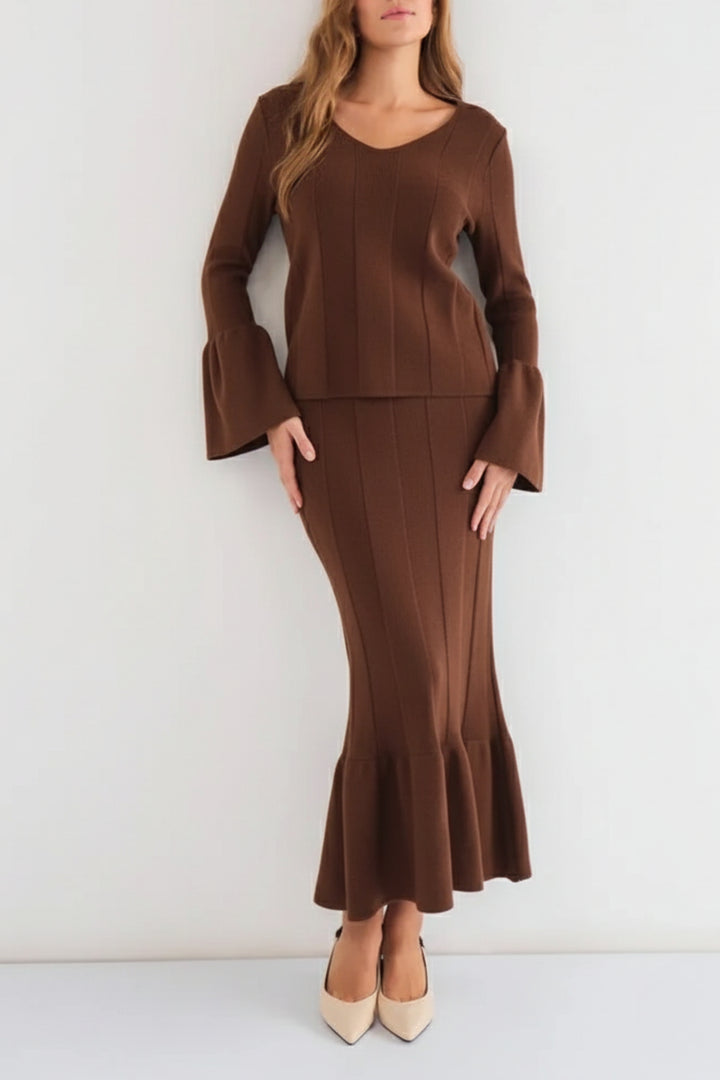 Hazel Knit Ruffle Skirt Co-ord Set