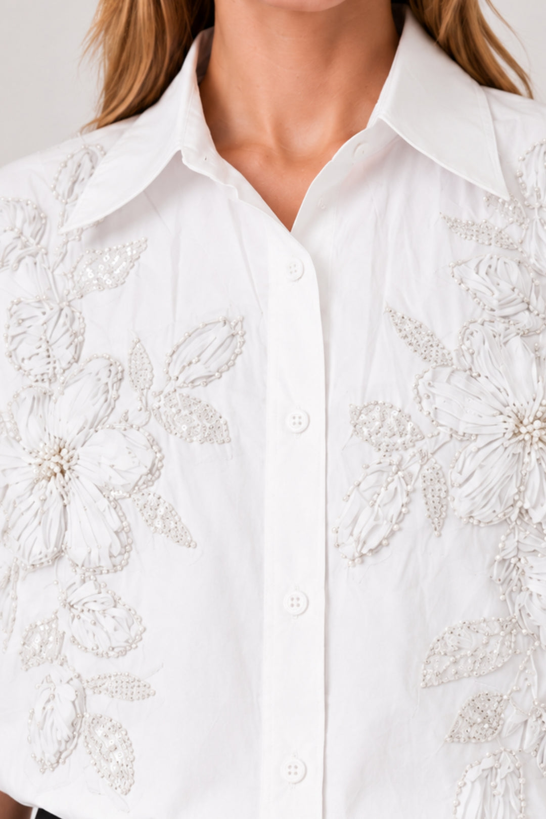 White Floral Oversized Shirt