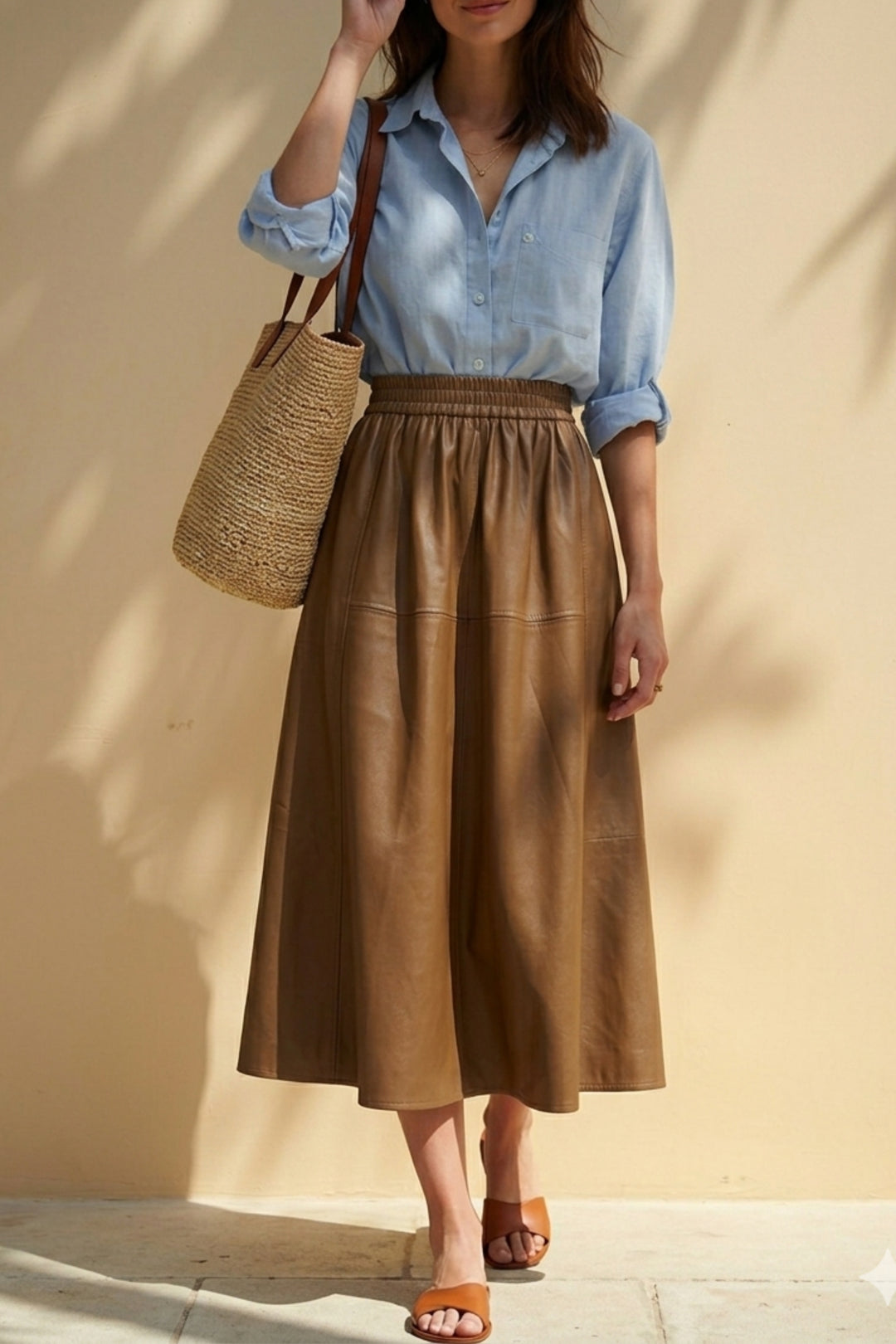 Rustic Brown Leather Skirt