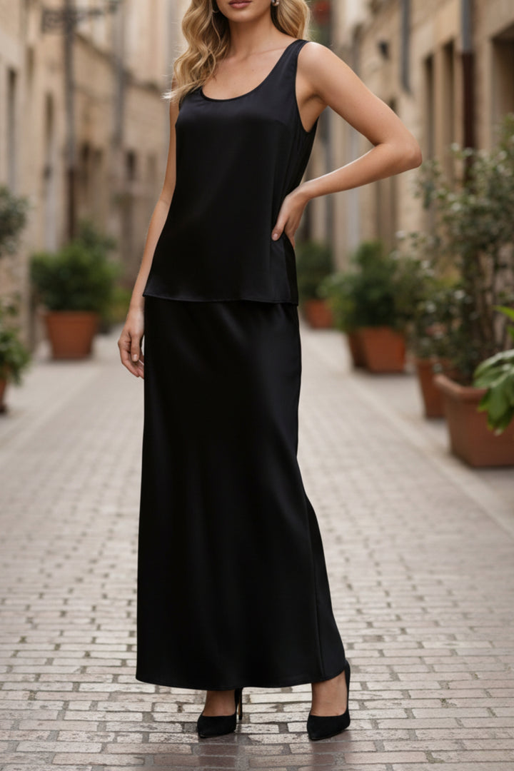 Augusta Black Satin Co-ord Set