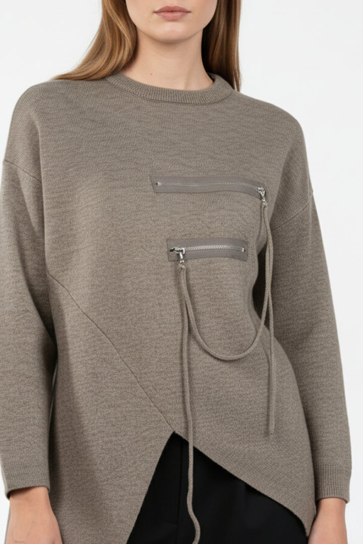 Sage Zipline Geometrical Sweater