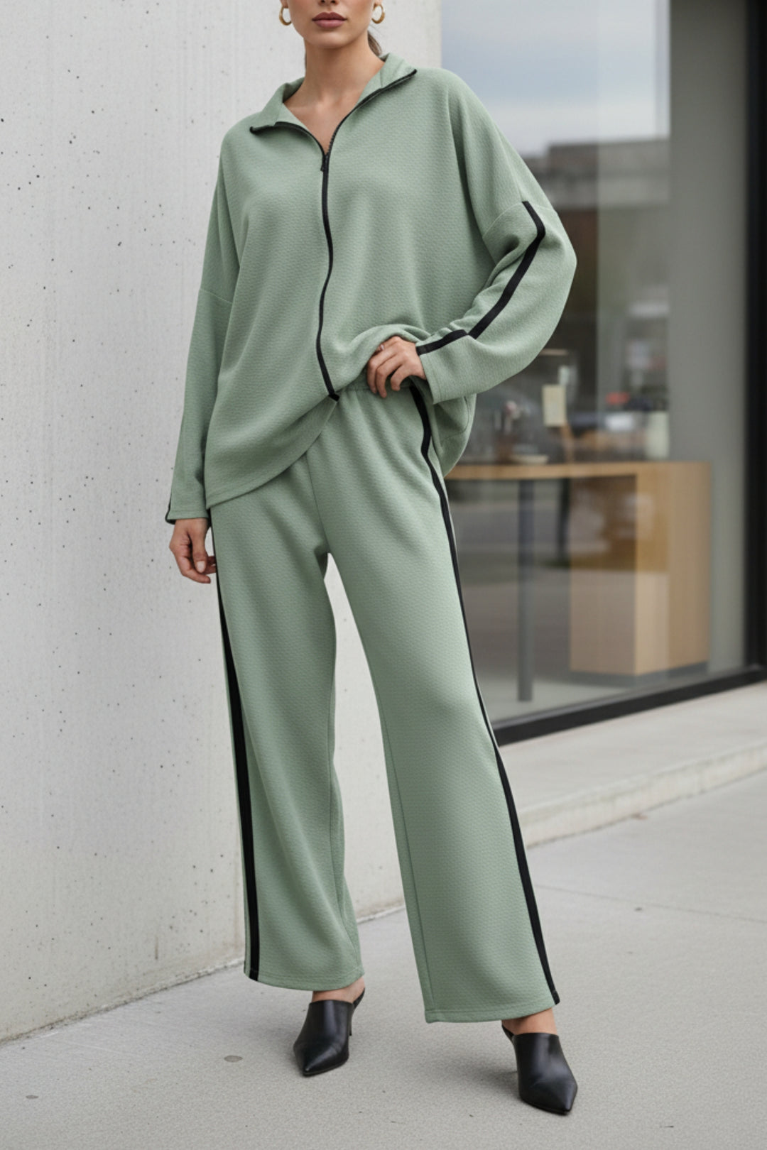 Sea Green Zippered Coord Set