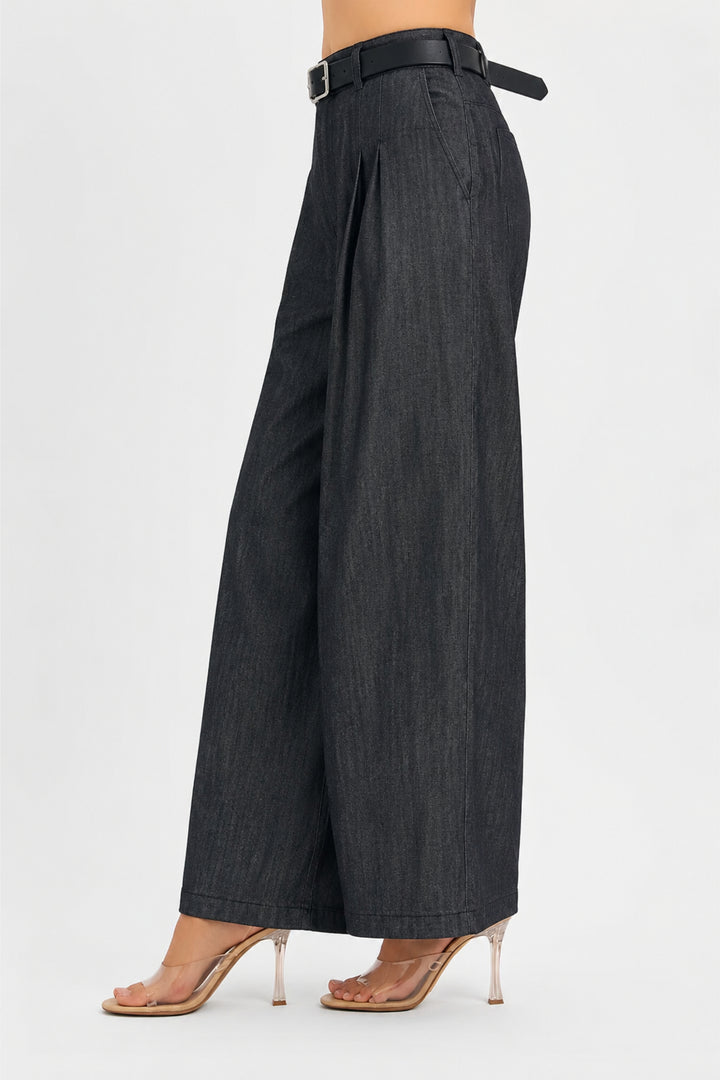 Noir Denim Wide-Leg Pants