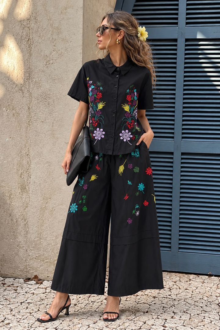 Detailed Embroidered Cotton Coord Set