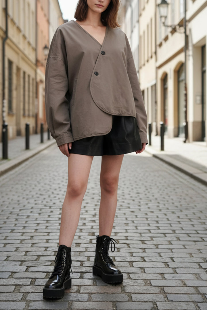 Diagonal Flap Street Wrap Jacket