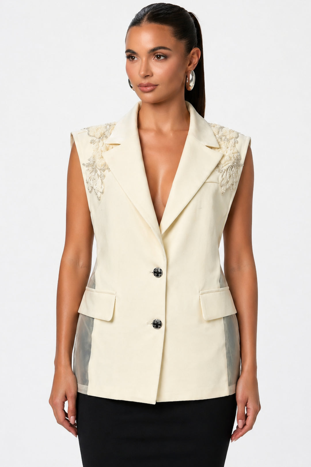 Ivory Embellished Vest