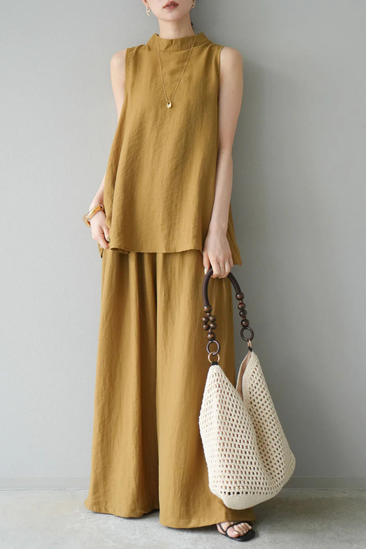 Mustard Back Slit Comfort Coord Set