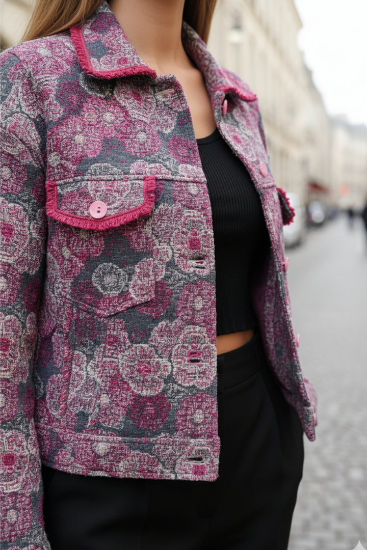 Pink Blossom Denim Jacket