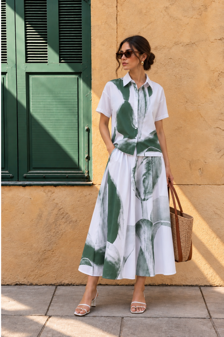 Marble Print Cotton Coord Set