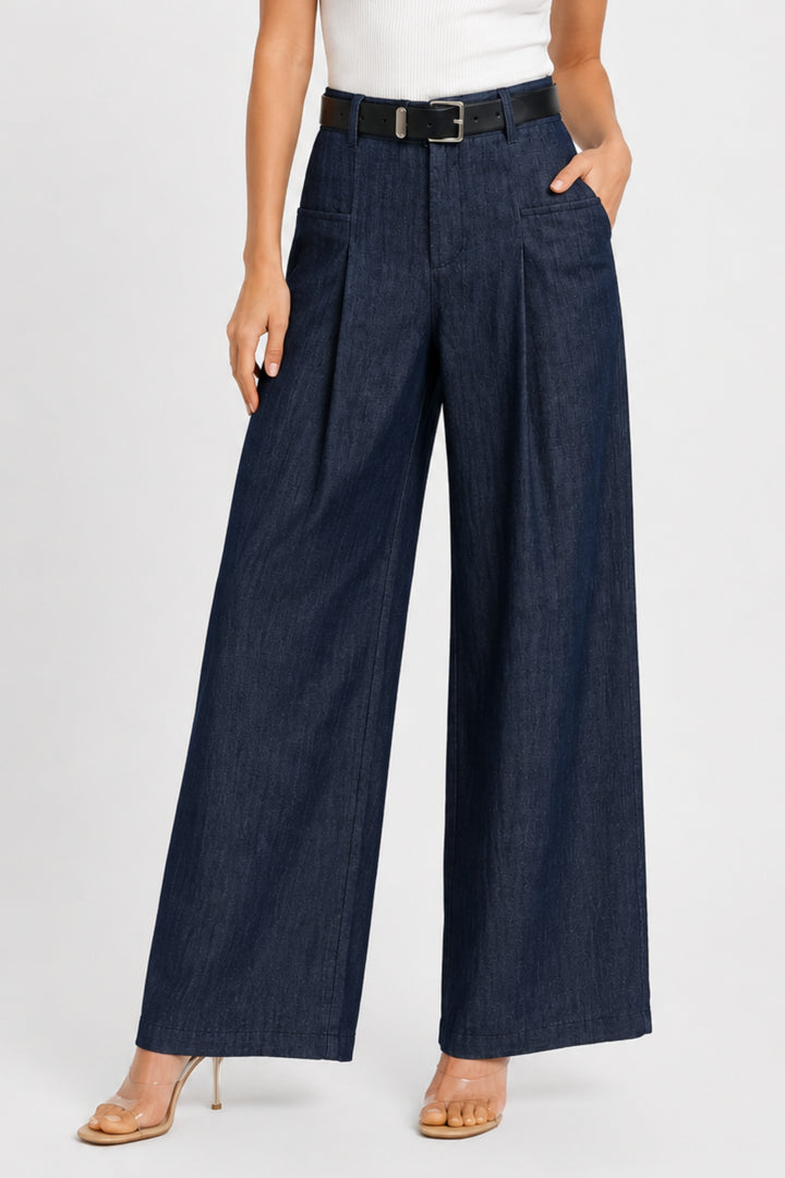 Indigo Denim Wide-Leg Pants