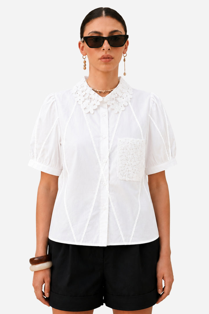 White Swan Crochet Shirt