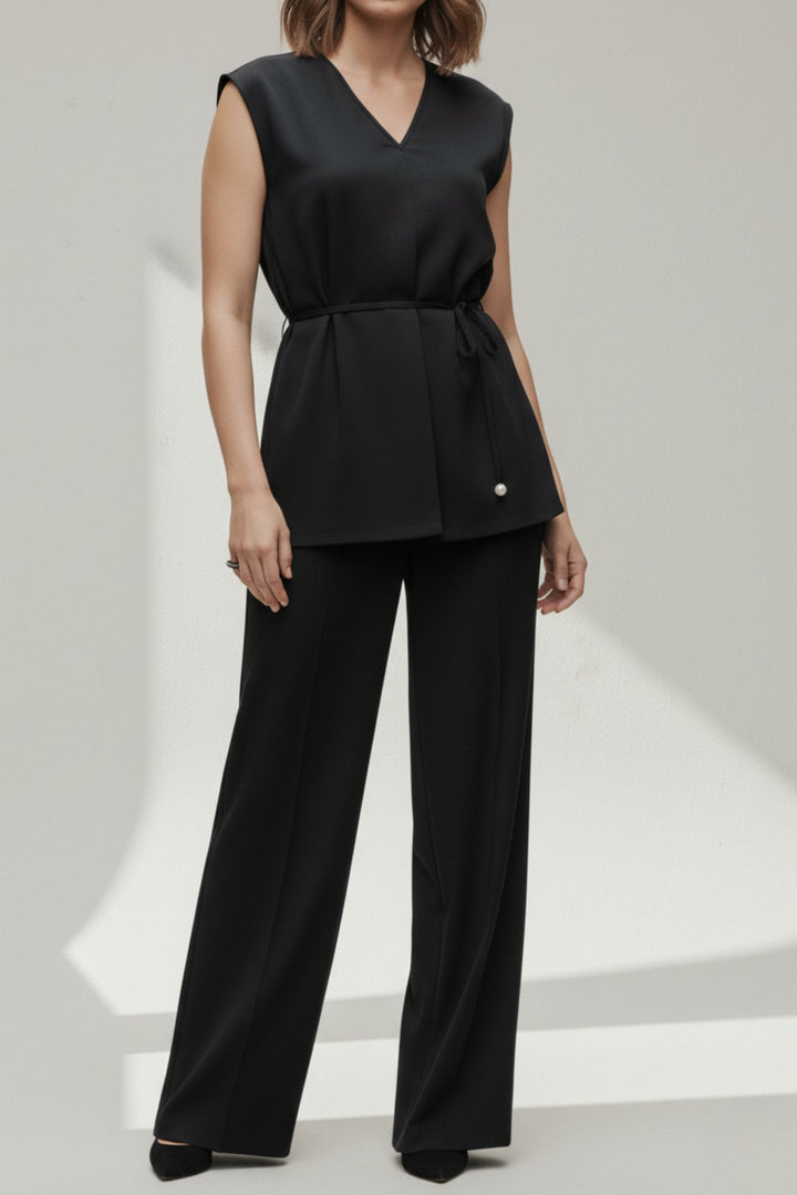 Black Tailored Top & Pant Co-Ord Set
