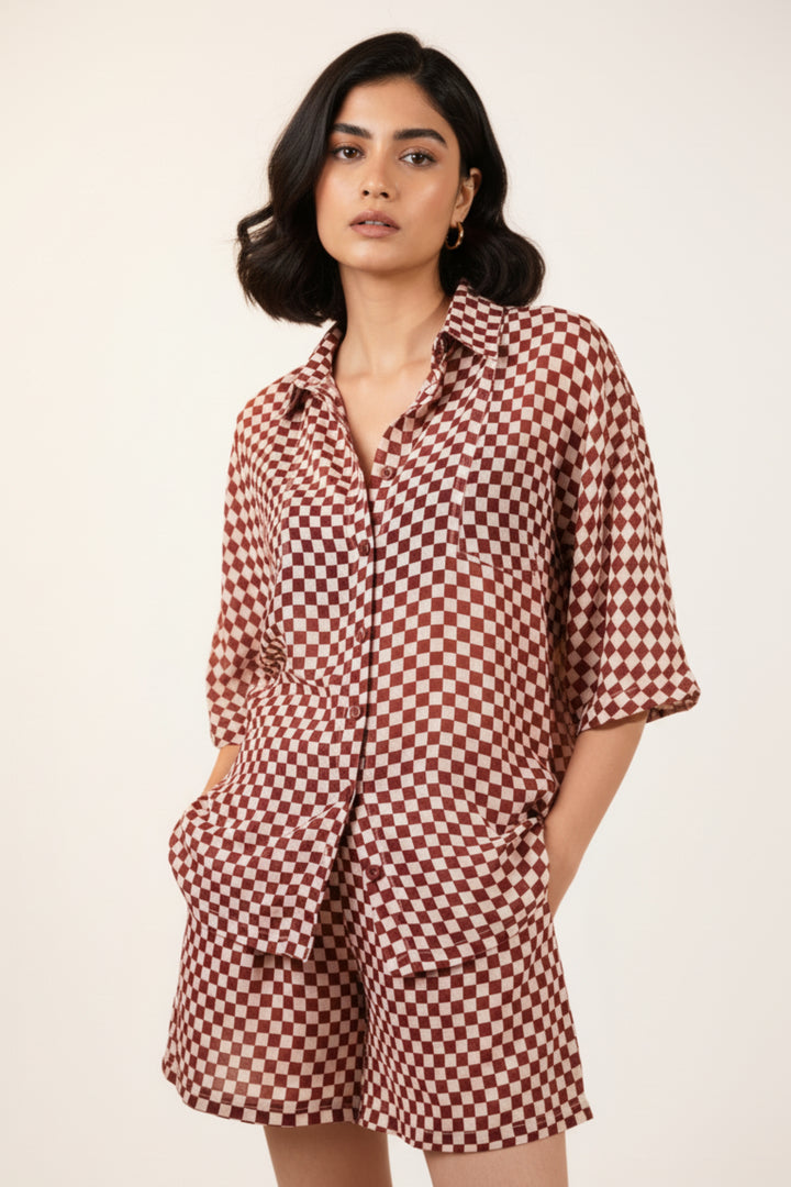 Checkered Linen Coord Set