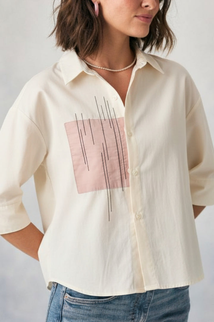 Cream Patch Oversized Shirt