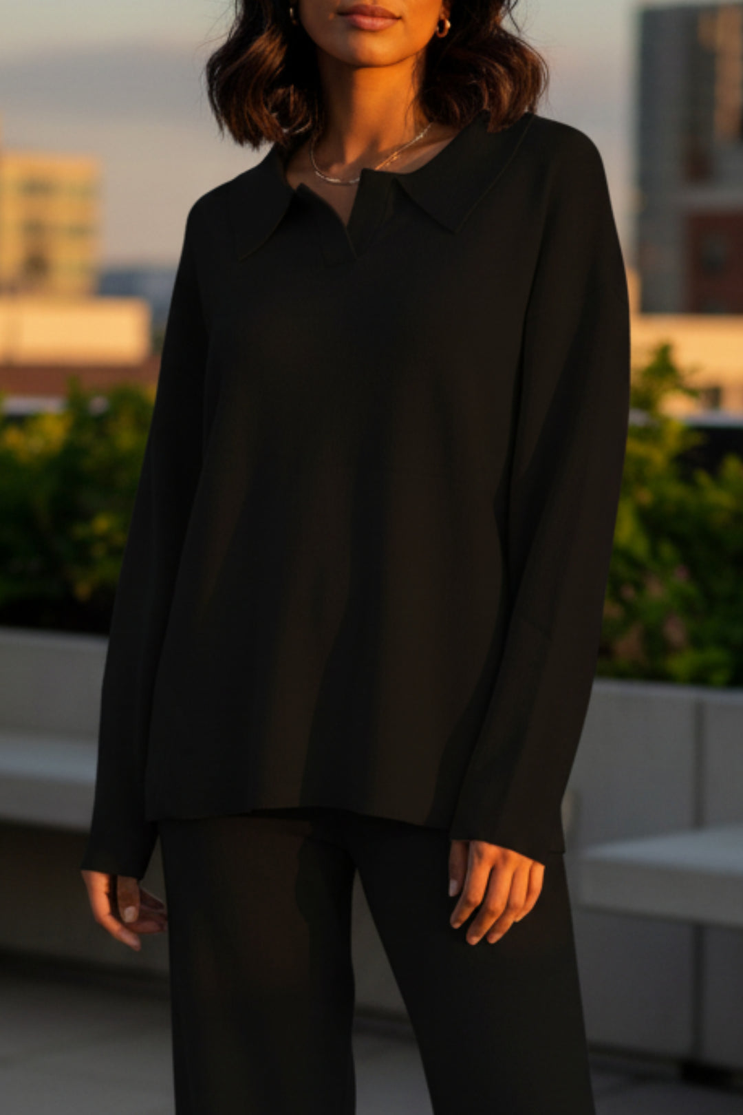 Midnight Collared  Knit Co-ord Set