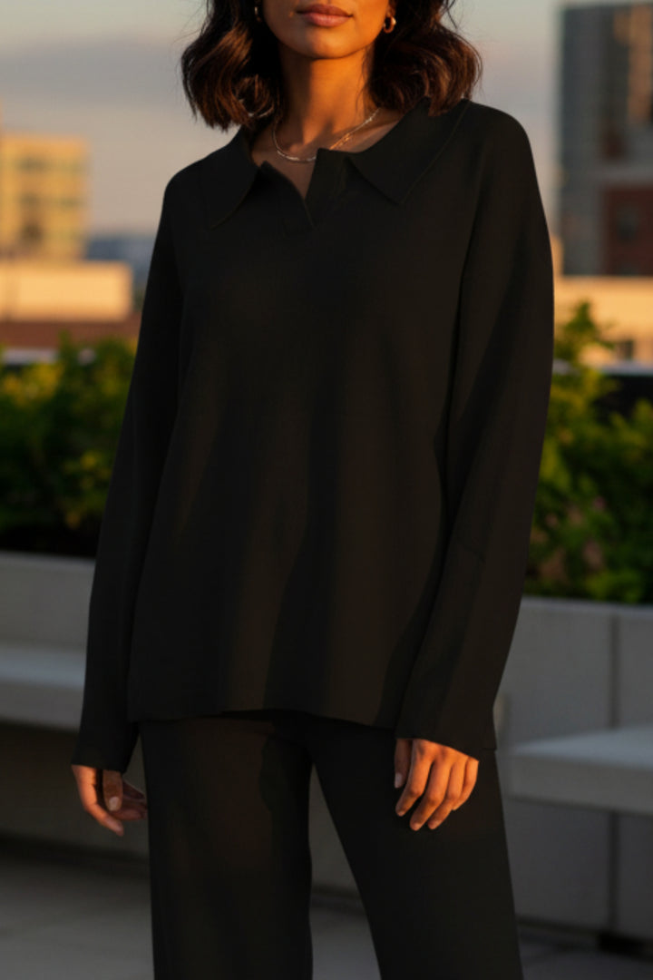 Midnight Collared  Knit Co-ord Set