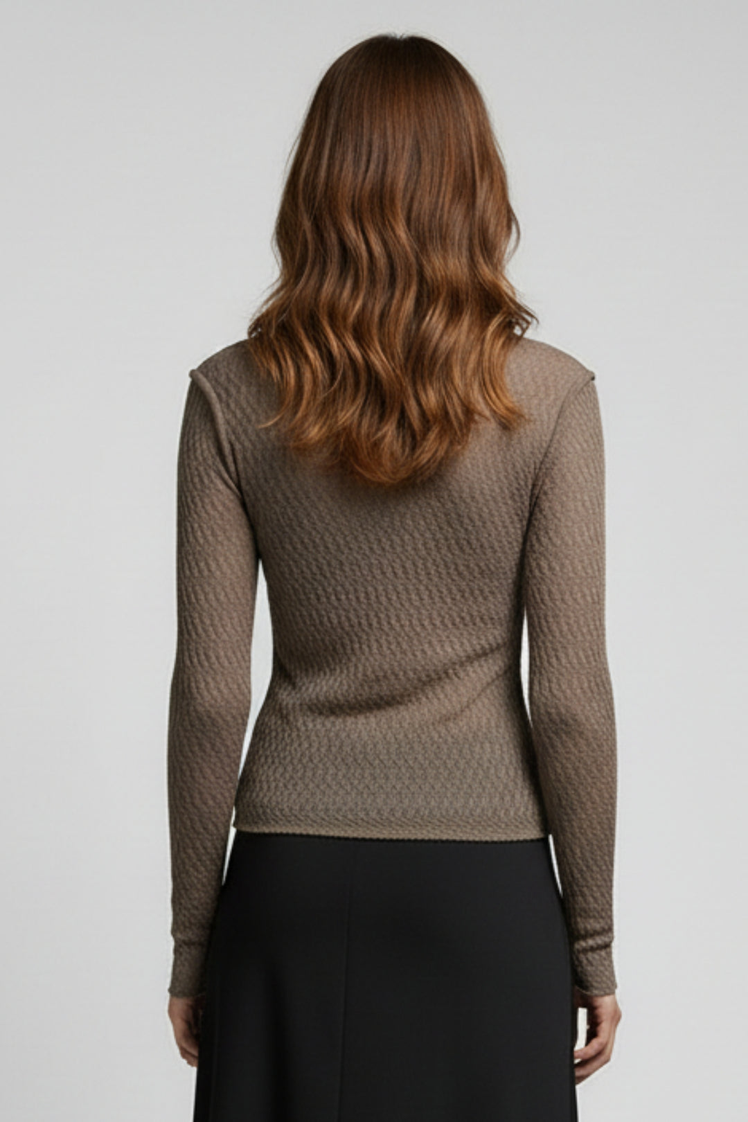 Sandstone Textured High Neck Knit Top