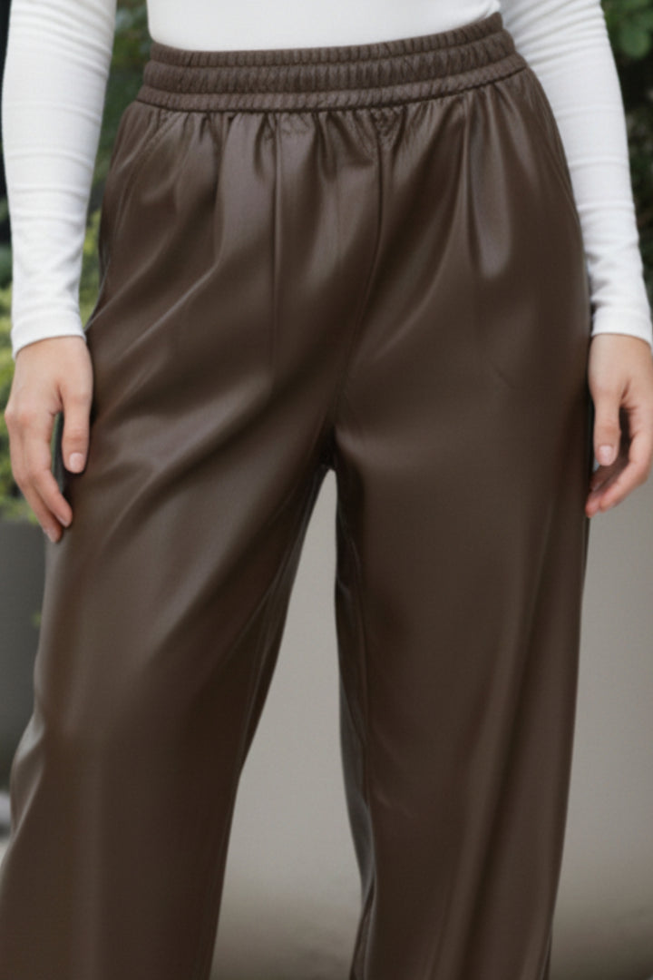 Sleek Brown Faux Leather pants
