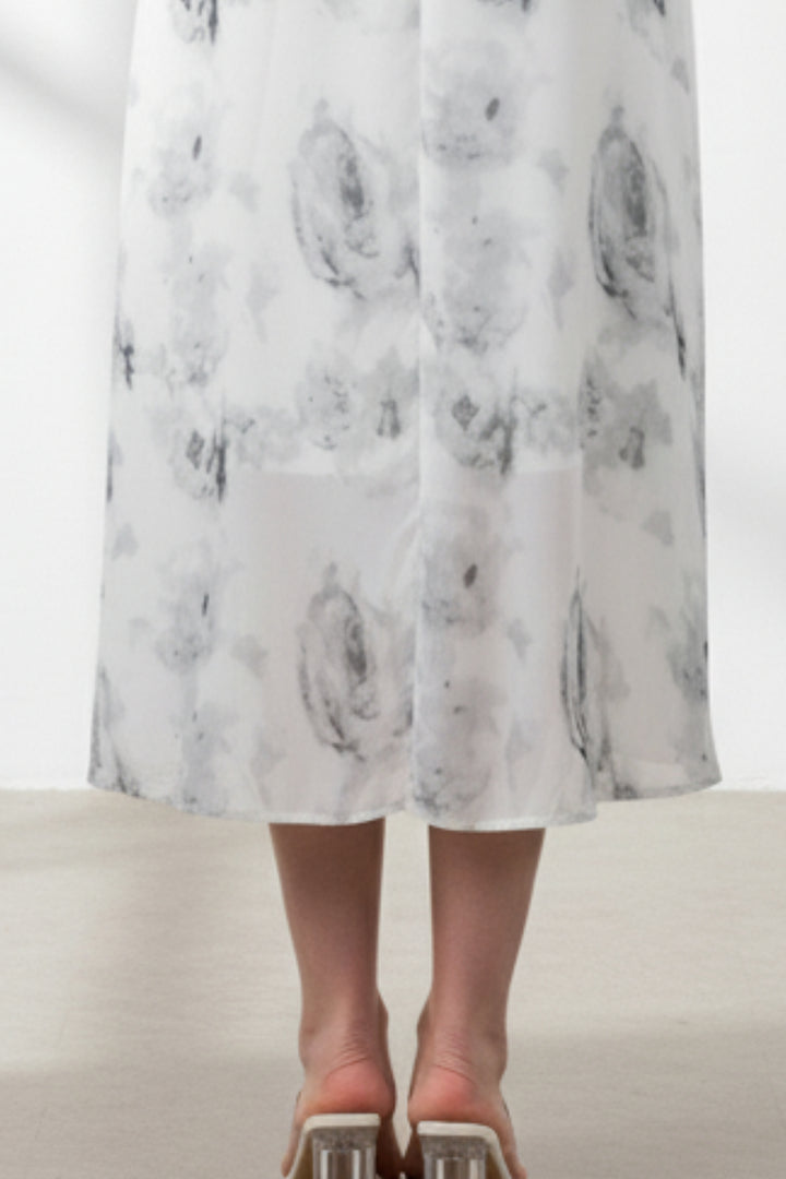 White Floral Strappy Midi Dress