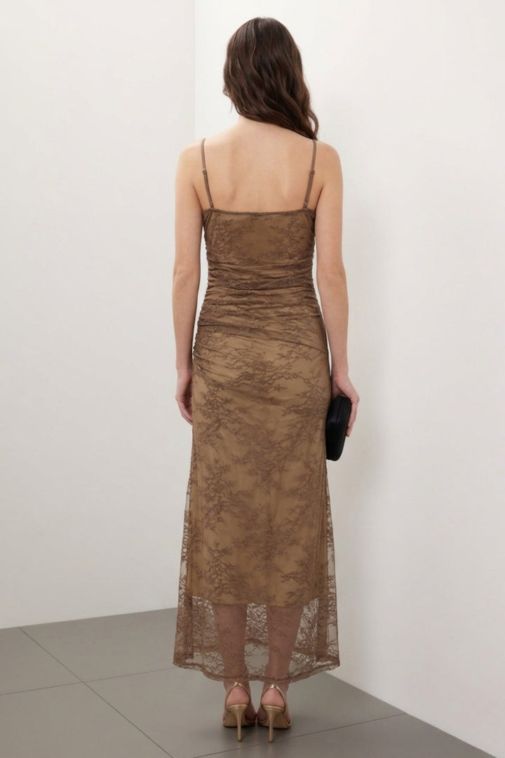 Sahara Camel spaghetti dress