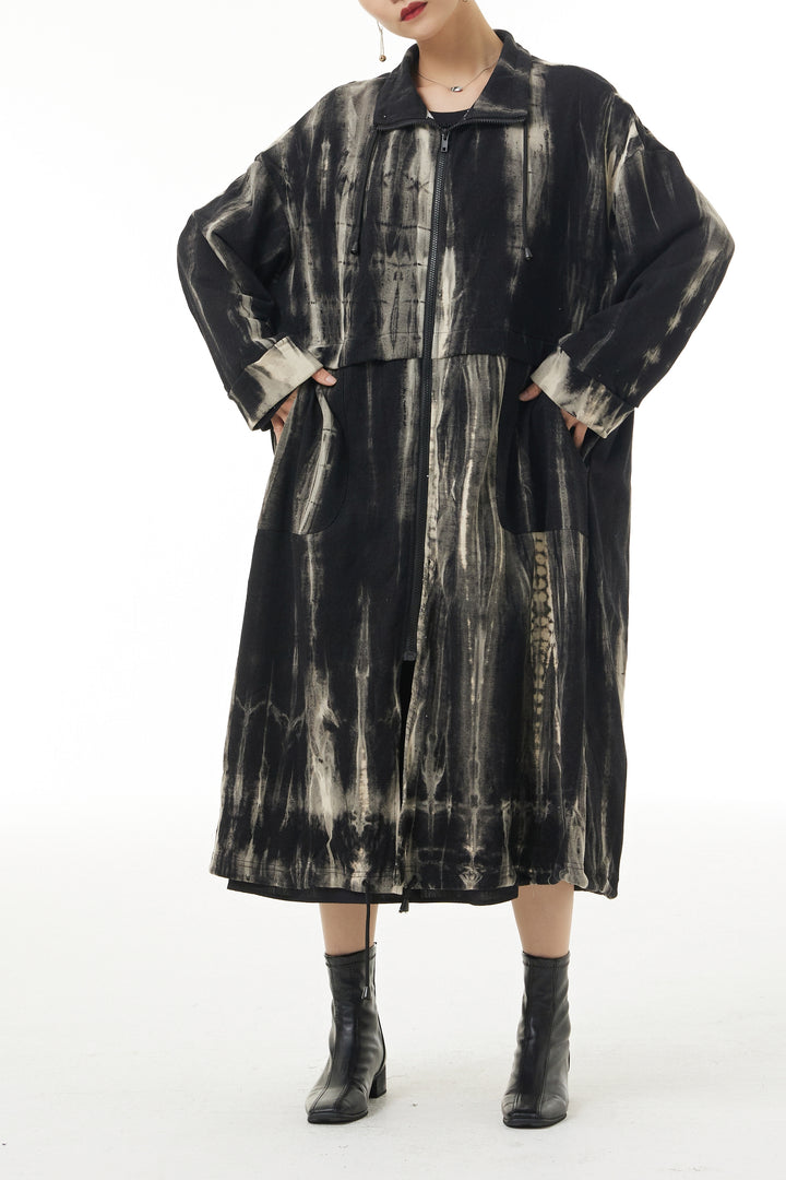 Marbel Illusion Trench Coat Dress