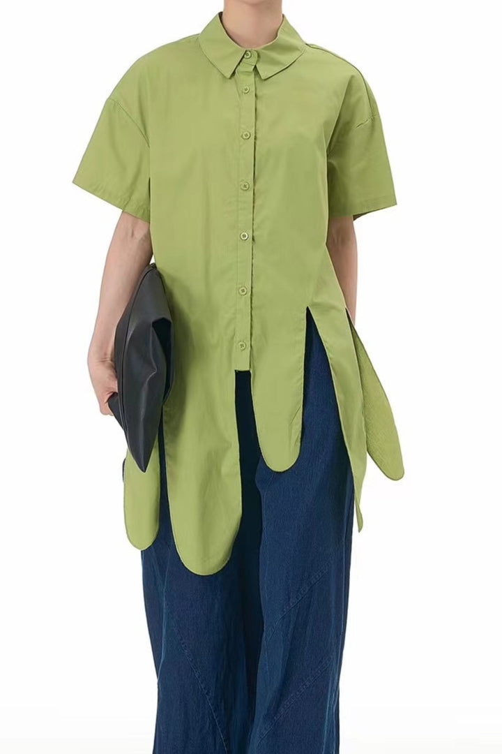 oversized shirt with asymmetric hem