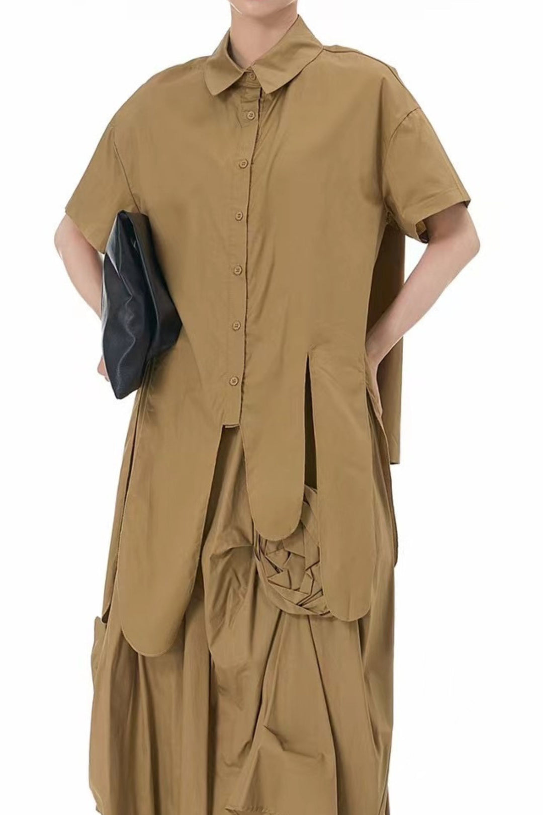 Oversized camel shirt for women