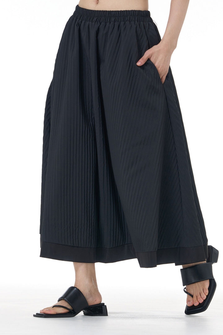 Textured black skirt and shirt set