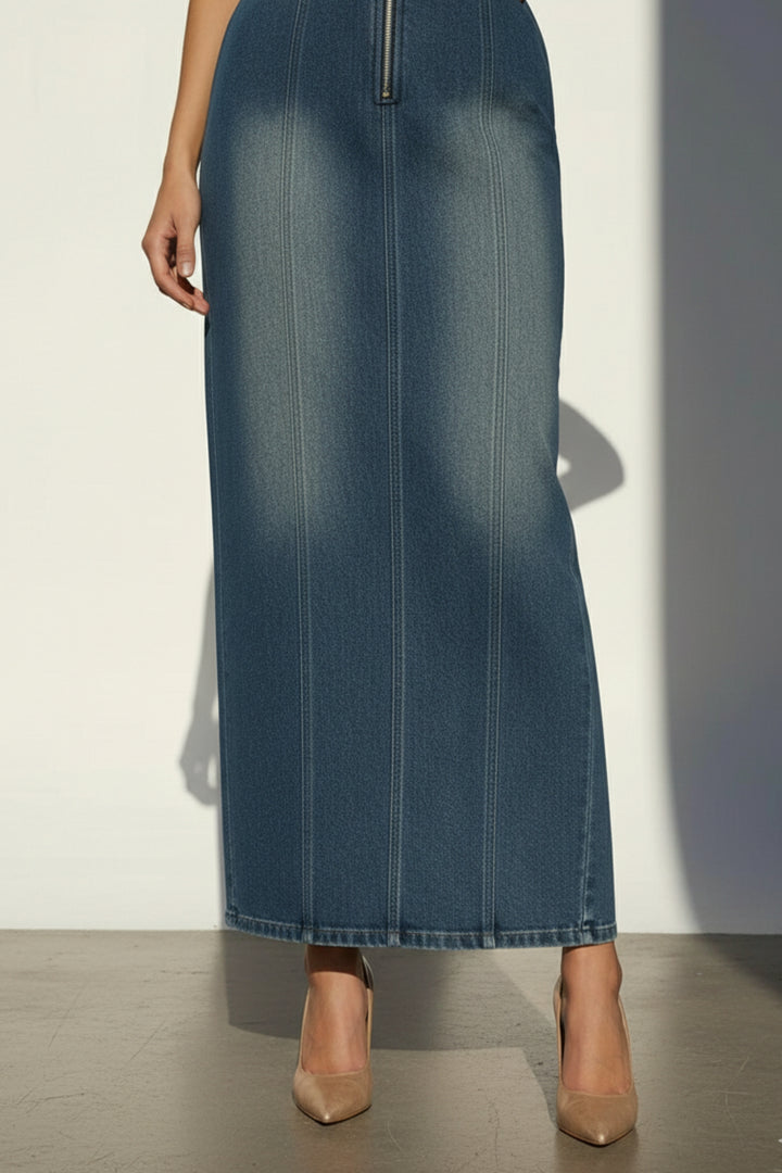 Nightfall Denim Zippered Dress