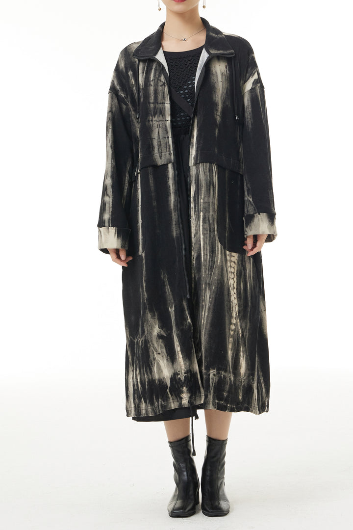 Marbel Illusion Trench Coat Dress