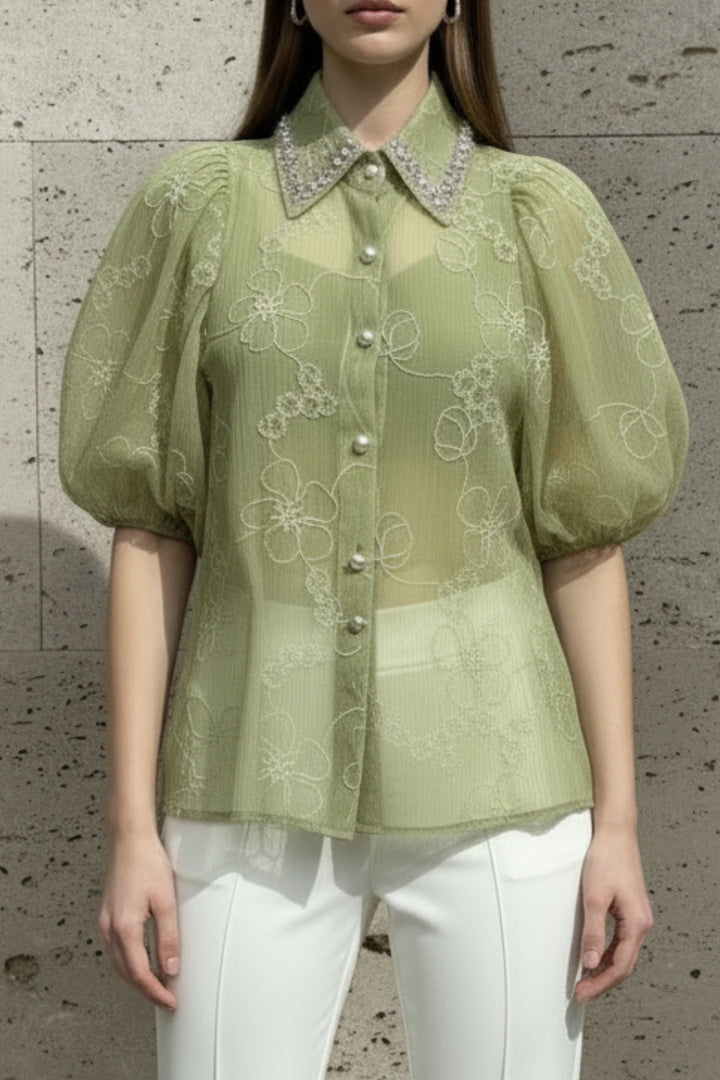 Limey Green Embroidered Shirt