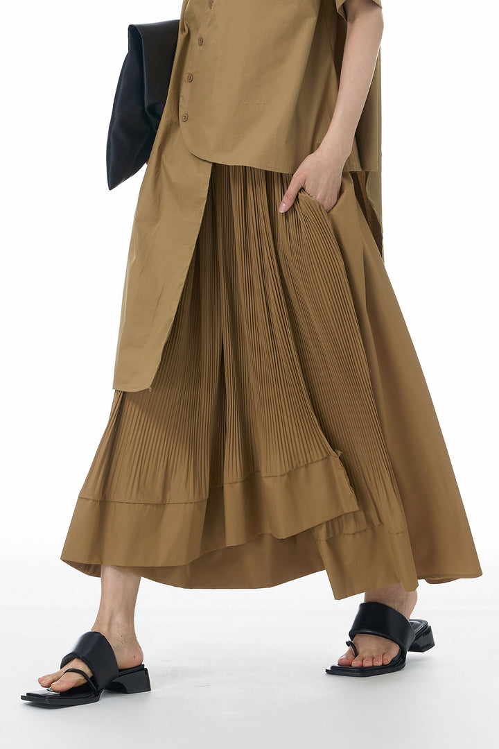 Golden Sand Pleat Skirt