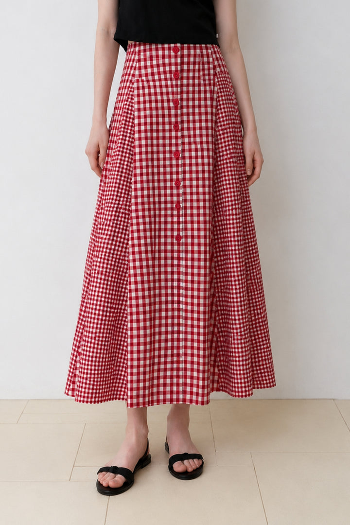 Cherry red Gingham Skirt