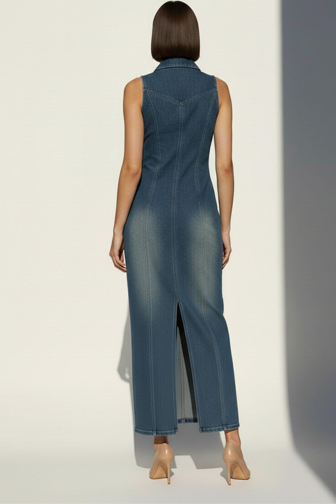 Nightfall Denim Zippered Dress