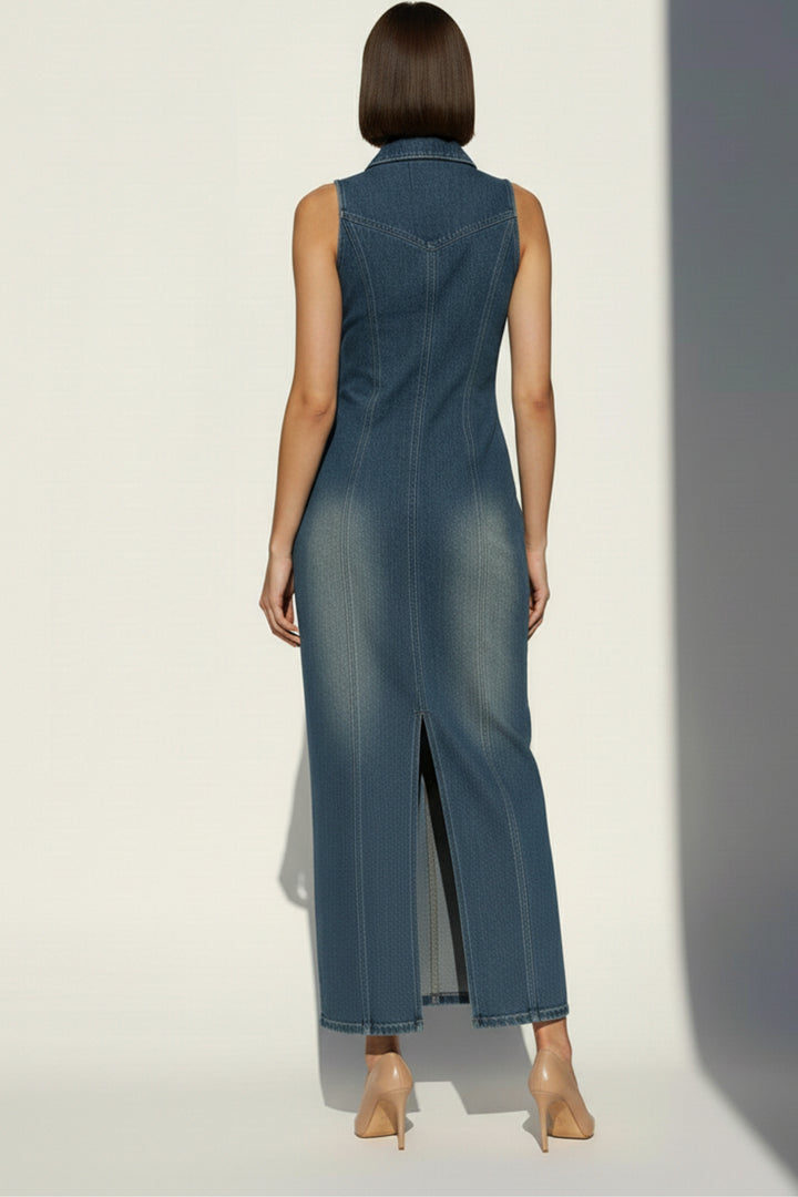 Nightfall Denim Zippered Dress