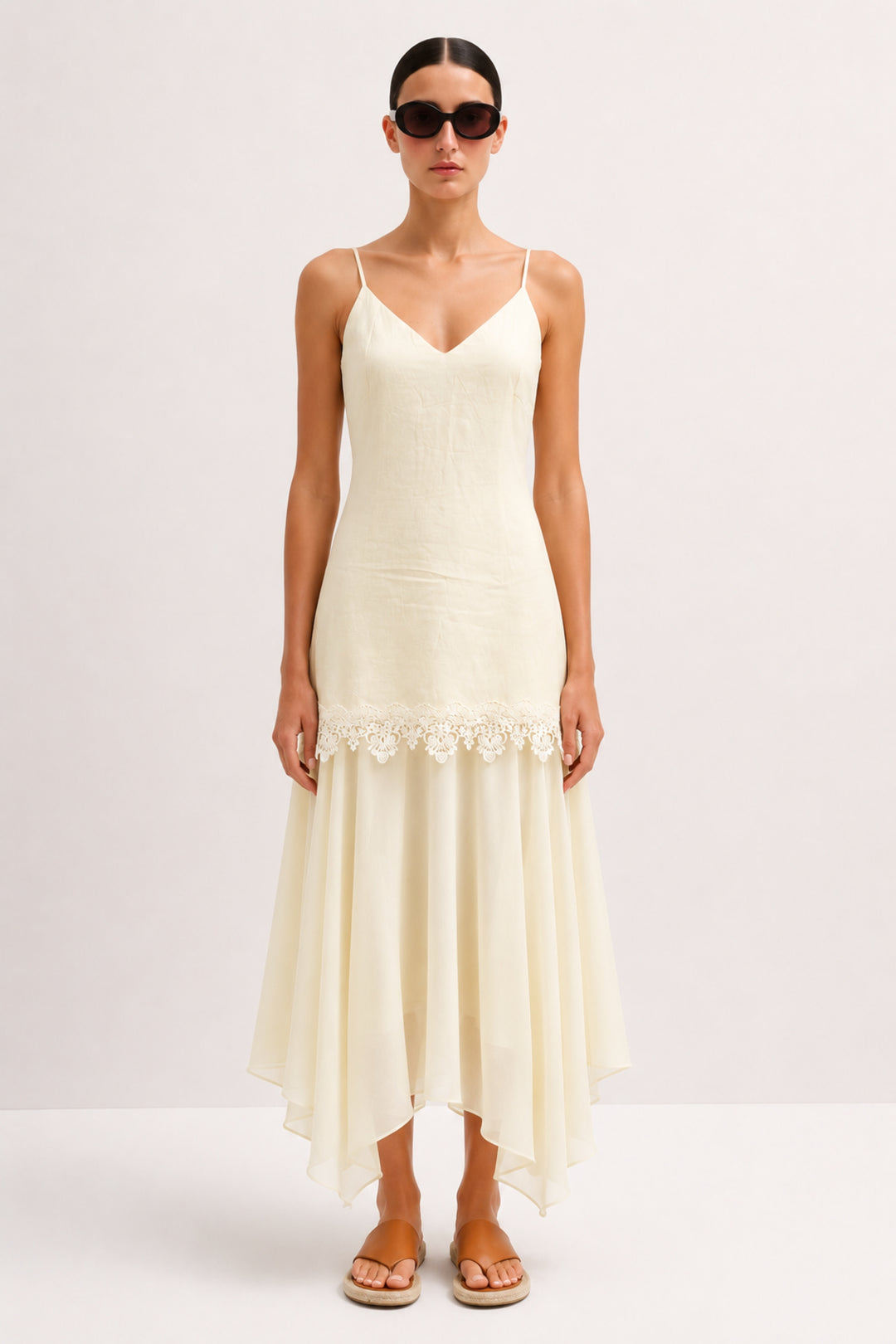 Ivory Whisper Lace Midi Dress