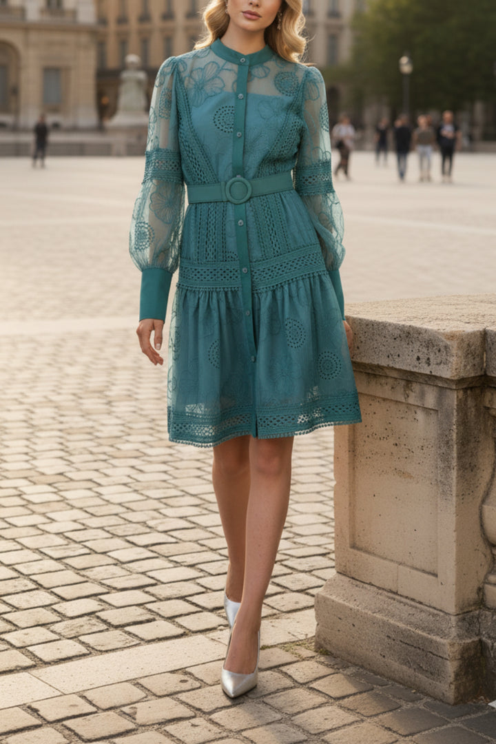 Signature Teal Cutwork Dress
