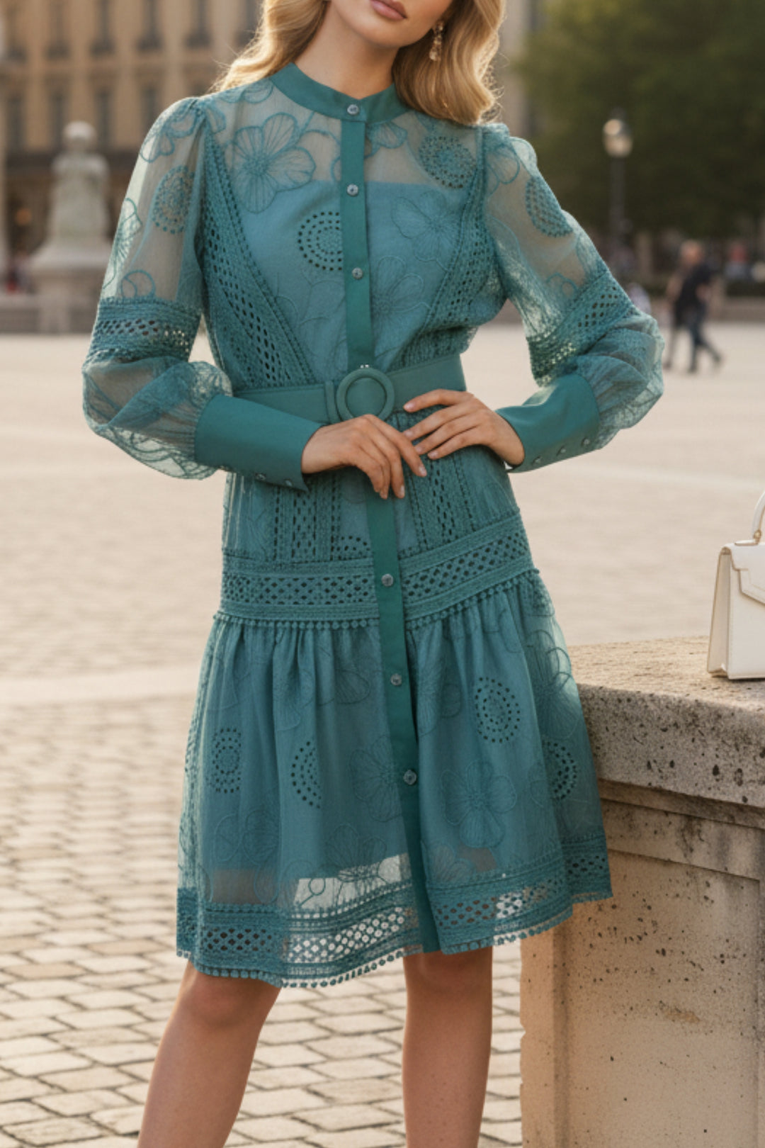 Signature Teal Cutwork Dress
