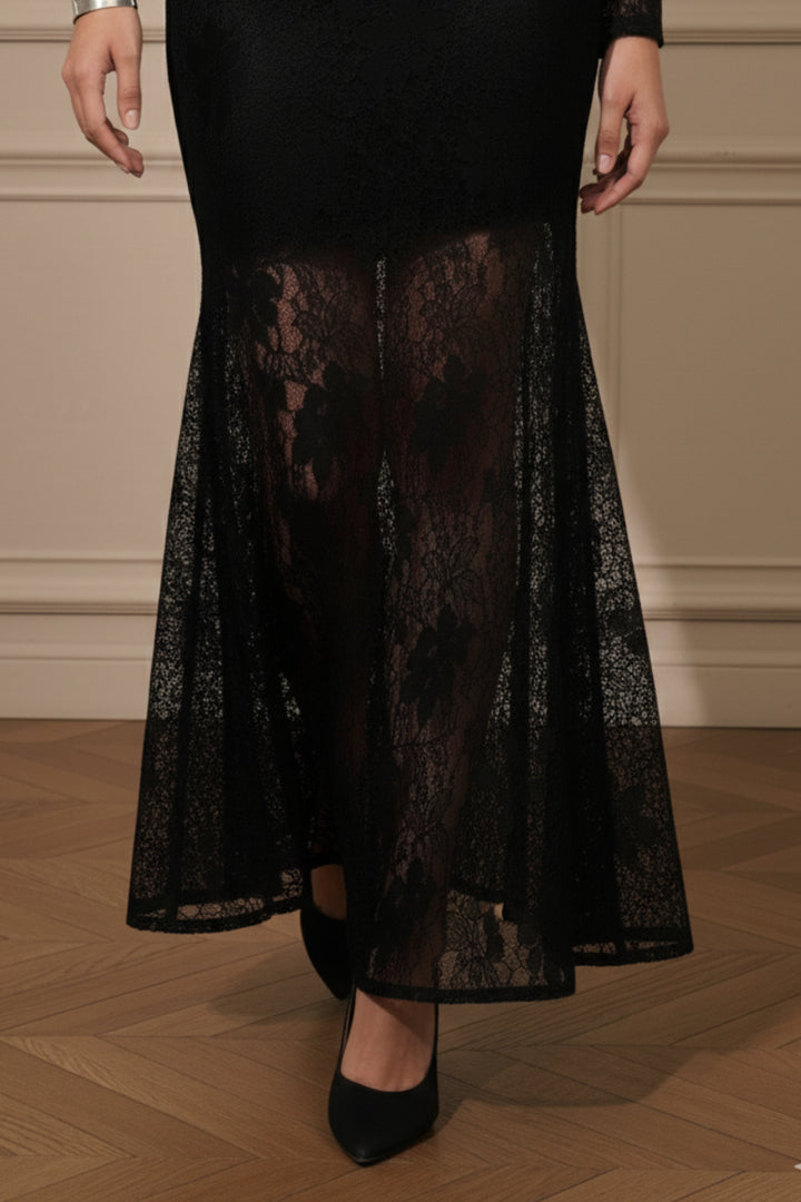 Destiny Black Lace-work dress