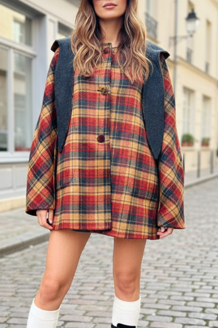 Amber Check Reversible Cashmere Coat