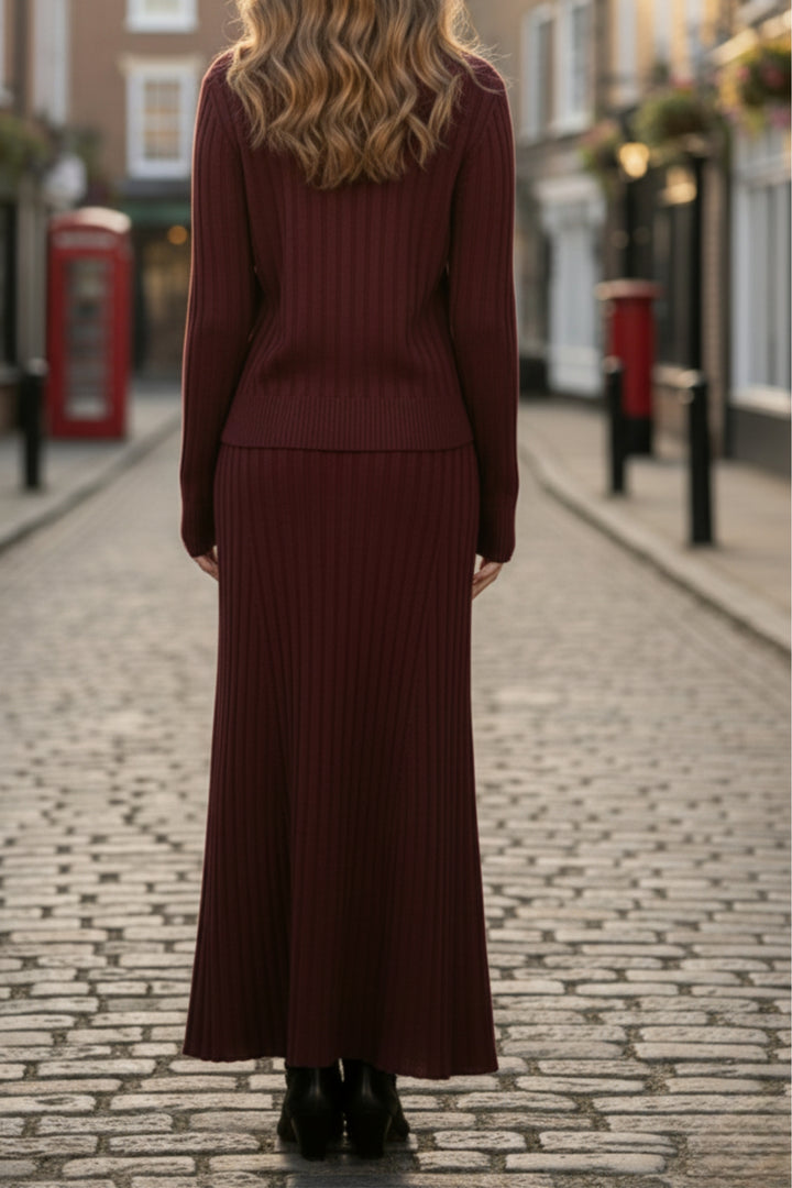 Burnt Maroon Button Down Co-ord Set