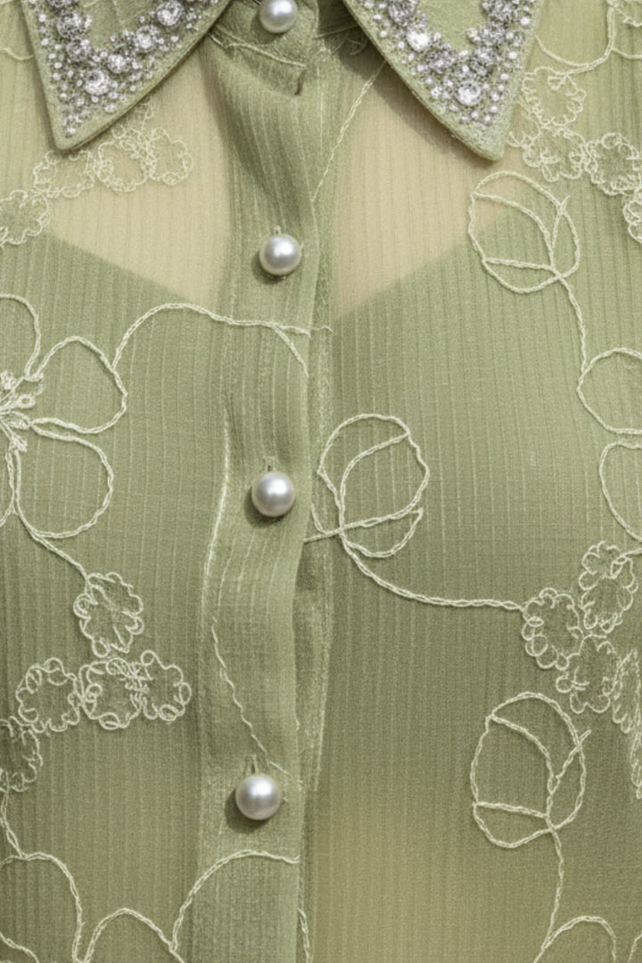 Limey Green Embroidered Shirt