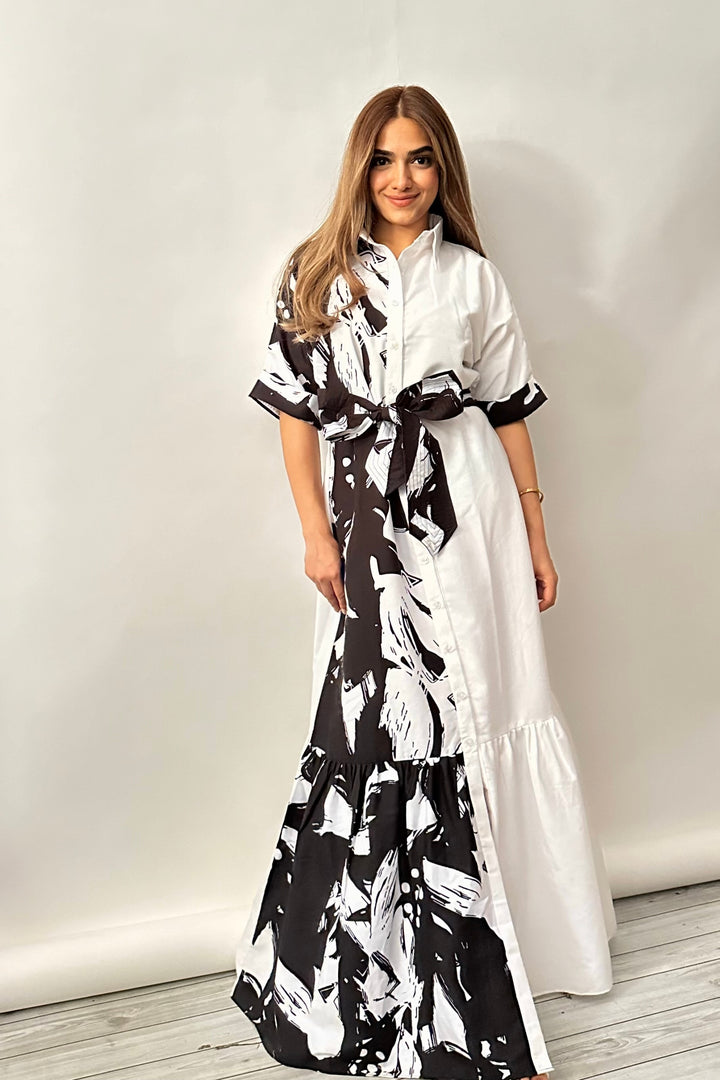 Black and white summer maxi dress