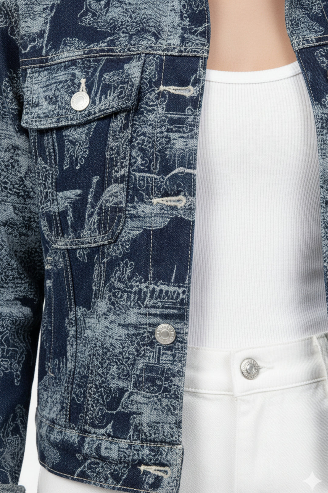 White Buttoned Denim Jacket