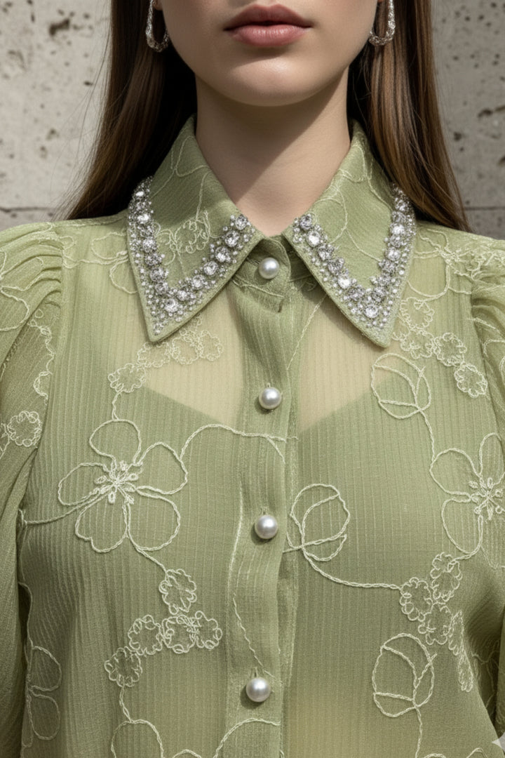 Limey Green Embroidered Shirt