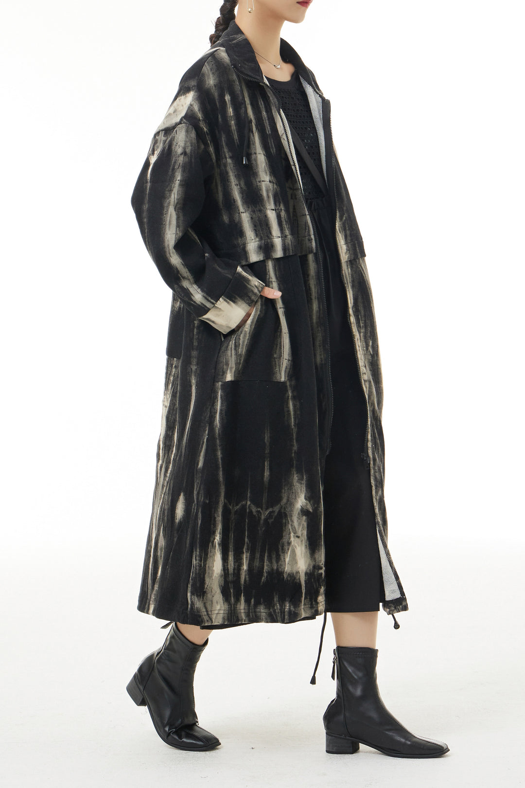 Marbel Illusion Trench Coat Dress