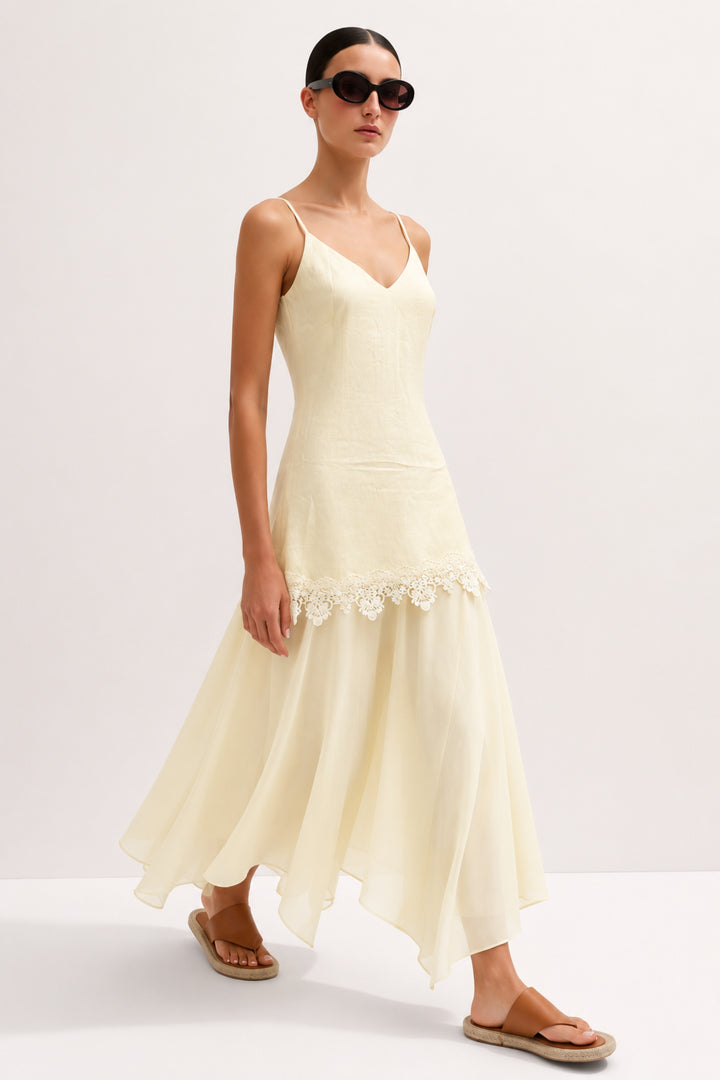 Ivory Whisper Lace Midi Dress