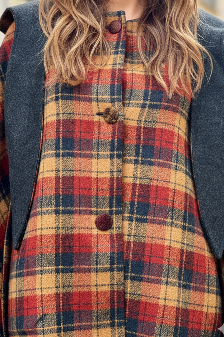 Amber Check Reversible Cashmere Coat