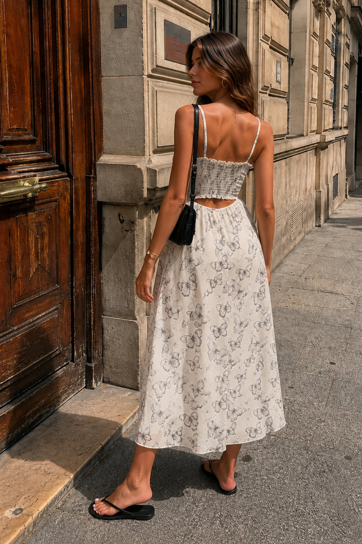 Butterfly Strappy Midi Dress