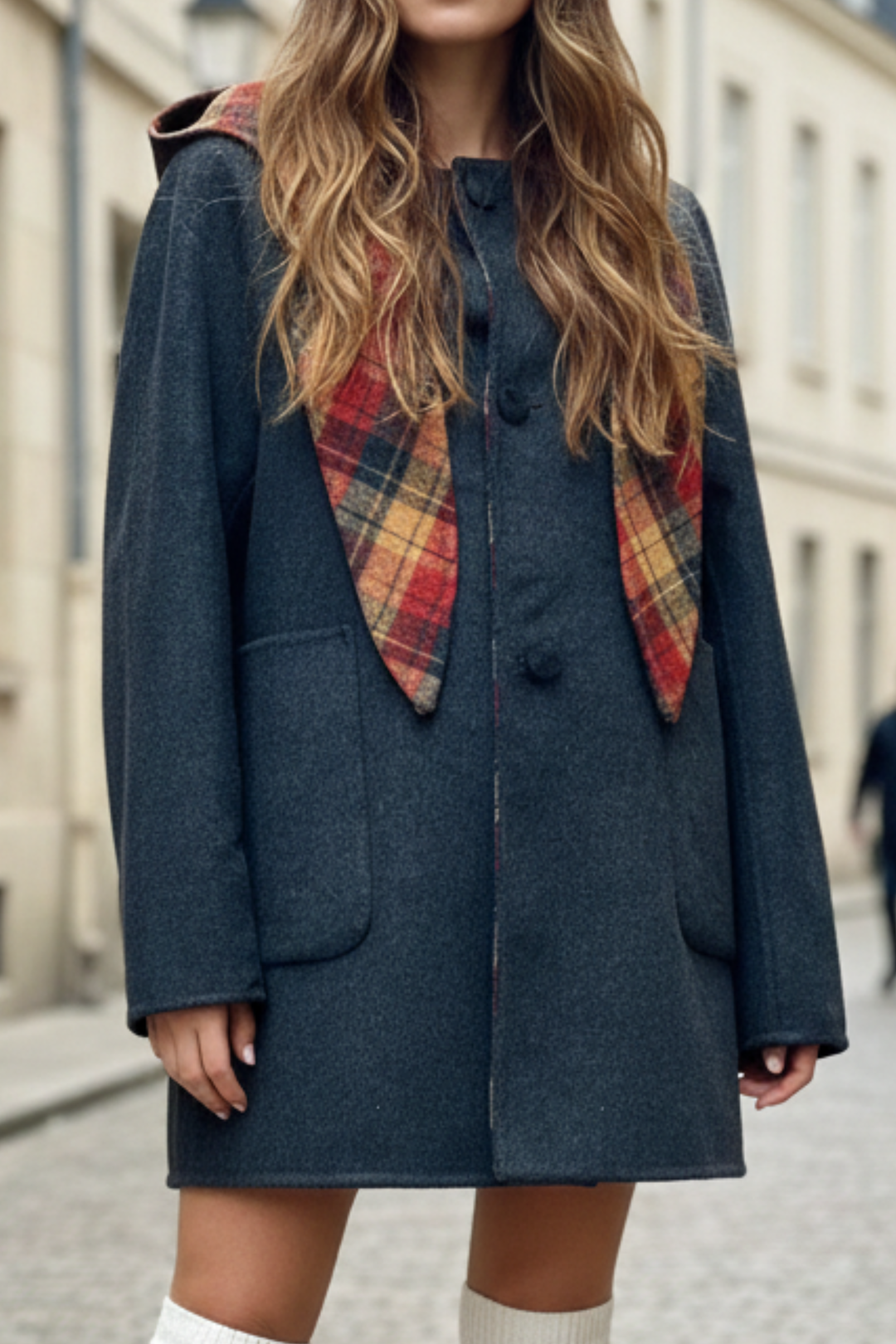 Amber Check Reversible Cashmere Coat